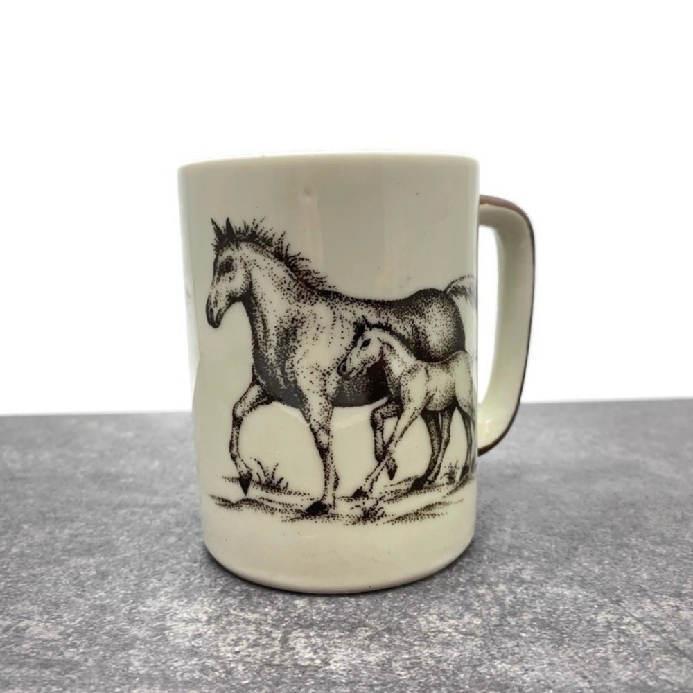 Vintage Otagiri‎ Horse and Foal Coffee Mug Ranch Farm Country 8oz